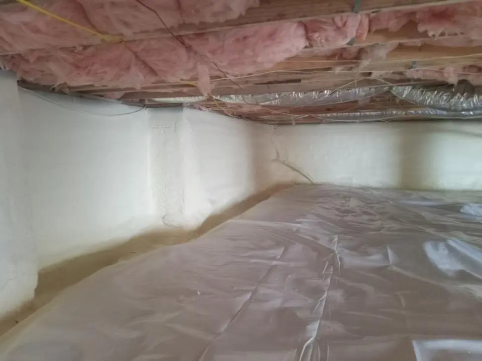 Crawl space encapsulation with closed-cell spray foam for Flat Roof Repair in San Ramon